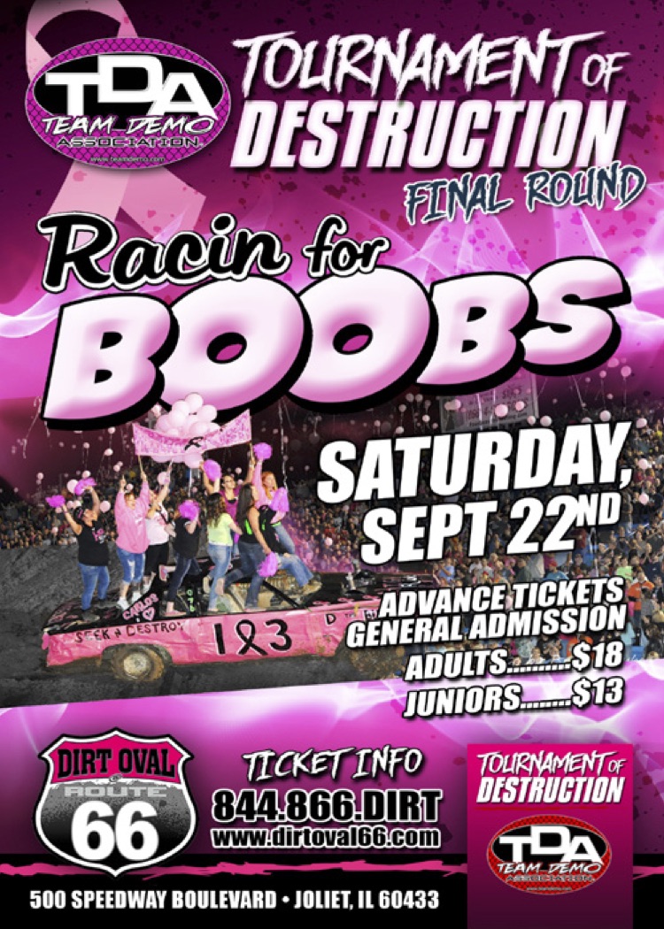 tournament of destruction round 5 racin for boobs men womens demolition derby flyer